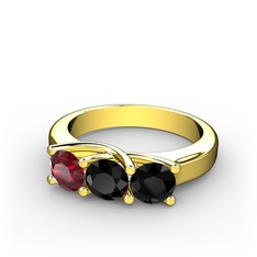Vela Tria Yüzük - Garnet ve siyah zirkon 18 ayar altın yüzük #1c6uula