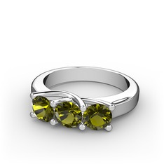 Vela Tria Yüzük - Peridot 8 ayar beyaz altın yüzük #1dletis