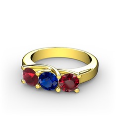 Vela Tria Yüzük - Kök yakut, lab safir ve garnet 8 ayar altın yüzük #1e1mk5d
