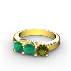Kök zümrüt ve peridot 18 ayar altın yüzük