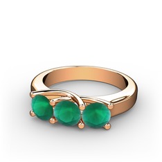 Vela Tria Yüzük - Kök zümrüt 8 ayar rose altın yüzük #1fm2wfi