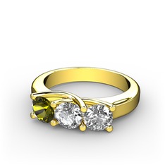 Vela Tria Yüzük - Peridot ve pırlanta 925 ayar altın kaplama gümüş yüzük (1 karat) #1ge092d