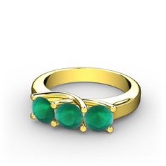 Vela Tria Yüzük - Kök zümrüt 18 ayar altın yüzük #1gjz83b