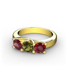 Garnet ve peridot 14 ayar altın yüzük