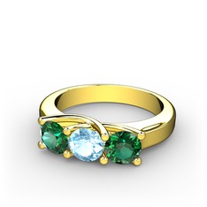 Vela Tria Yüzük - Yeşil kuvars ve akuamarin 925 ayar altın kaplama gümüş yüzük #1jql8ze