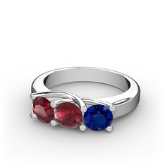 Vela Tria Yüzük - Garnet, kök yakut ve lab safir 8 ayar beyaz altın yüzük #1jqnheu