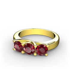 Vela Tria Yüzük - Garnet 14 ayar altın yüzük #1judghr