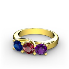 Lab safir, garnet ve ametist 14 ayar altın yüzük