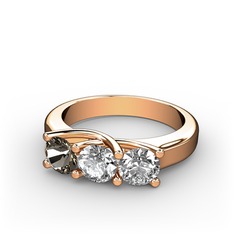 Dumanlı kuvars, swarovski ve pırlanta 18 ayar rose altın yüzük (0.5 karat)