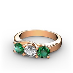 Yeşil kuvars ve swarovski 8 ayar rose altın yüzük