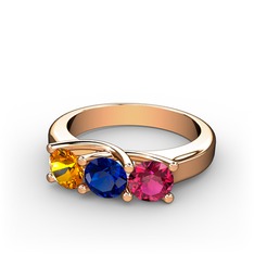 Vela Tria Yüzük - Sitrin, lab safir ve rodolit garnet 18 ayar rose altın yüzük #1ld4jgo