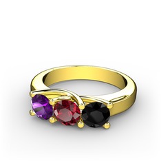 Vela Tria Yüzük - Ametist, garnet ve siyah zirkon 8 ayar altın yüzük #1lop4an