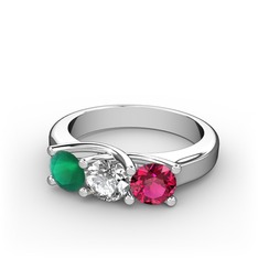 Kök zümrüt, swarovski ve rodolit garnet 925 ayar gümüş yüzük