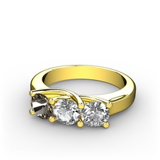 Vela Tria Yüzük - Dumanlı kuvars ve swarovski 925 ayar altın kaplama gümüş yüzük #1o2mrp8