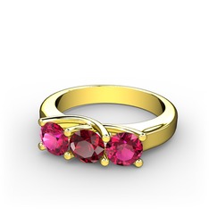 Vela Tria Yüzük - Rodolit garnet ve garnet 925 ayar altın kaplama gümüş yüzük #1rkfxxc