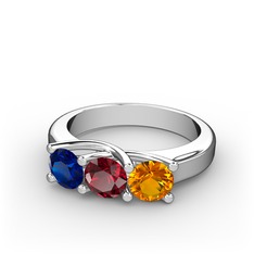 Vela Tria Yüzük - Lab safir, garnet ve sitrin 925 ayar gümüş yüzük #1tqhp9h