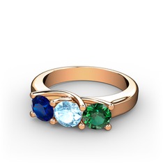 Vela Tria Yüzük - Lab safir, akuamarin ve yeşil kuvars 18 ayar rose altın yüzük #1uep82w