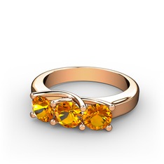 Vela Tria Yüzük - Sitrin 925 ayar rose altın kaplama gümüş yüzük #1w3boua