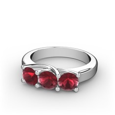 Vela Tria Yüzük - Kök yakut 14 ayar beyaz altın yüzük #1w7ufyo