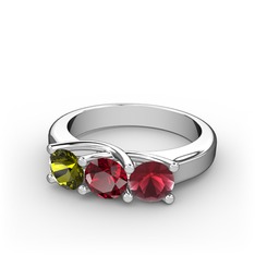 Vela Tria Yüzük - Peridot, garnet ve kök yakut 925 ayar gümüş yüzük #1w821cl
