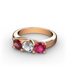 Vela Tria Yüzük - Garnet, swarovski ve rodolit garnet 8 ayar rose altın yüzük #1wq34xg