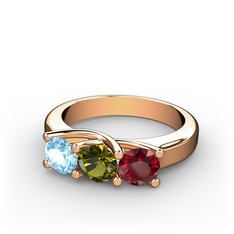 Vela Tria Yüzük - Akuamarin, peridot ve garnet 14 ayar rose altın yüzük #1wtloa4