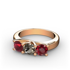 Vela Tria Yüzük - Kök yakut, dumanlı kuvars ve garnet 18 ayar rose altın yüzük #4crpgq