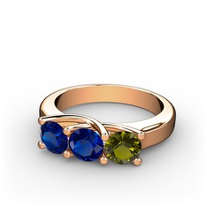 Vela Tria Yüzük - Lab safir ve peridot 14 ayar rose altın yüzük #4j1s6m