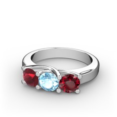 Vela Tria Yüzük - Kök yakut, akuamarin ve garnet 925 ayar gümüş yüzük #5cnqpf