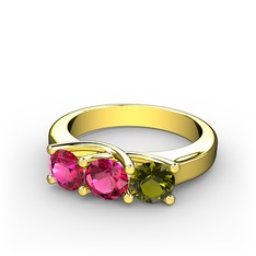 Vela Tria Yüzük - Rodolit garnet ve peridot 8 ayar altın yüzük #76q66k