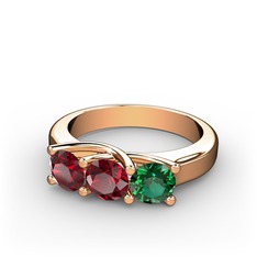 Garnet ve yeşil kuvars 925 ayar rose altın kaplama gümüş yüzük