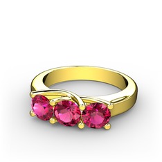 Vela Tria Yüzük - Rodolit garnet 14 ayar altın yüzük #7y4gew