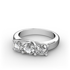 Vela Tria Yüzük - Pırlanta, swarovski ve beyaz zirkon 14 ayar beyaz altın yüzük (0.5 karat) #8f1n60