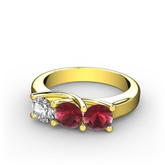 Vela Tria Yüzük - Swarovski ve kök yakut 925 ayar altın kaplama gümüş yüzük #8v8rhv