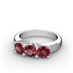 Vela Tria Yüzük - Garnet 8 ayar beyaz altın yüzük #8ww0p6