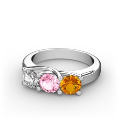 Vela Tria Yüzük - Swarovski, pembe kuvars ve sitrin 925 ayar gümüş yüzük #9cz2fv