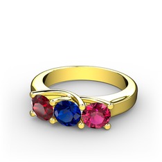 Garnet, lab safir ve rodolit garnet 8 ayar altın yüzük