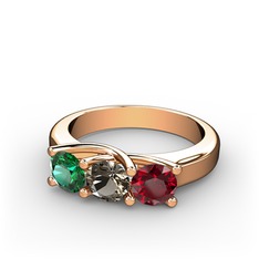 Vela Tria Yüzük - Yeşil kuvars, dumanlı kuvars ve garnet 18 ayar rose altın yüzük #djqafa