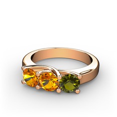 Vela Tria Yüzük - Sitrin ve peridot 925 ayar rose altın kaplama gümüş yüzük #h9hgj9