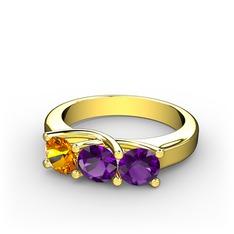 Vela Tria Yüzük - Sitrin ve ametist 8 ayar altın yüzük #hfl420