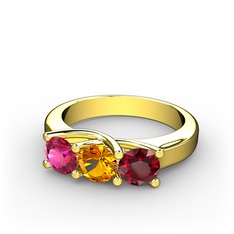 Rodolit garnet, sitrin ve garnet 14 ayar altın yüzük