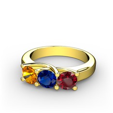 Vela Tria Yüzük - Sitrin, lab safir ve garnet 8 ayar altın yüzük #kqyd7o
