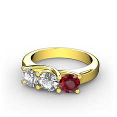 Vela Tria Yüzük - Swarovski, pırlanta ve garnet 8 ayar altın yüzük (0.5 karat) #o1d7dp