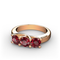 Vela Tria Yüzük - Garnet 8 ayar rose altın yüzük #o6js4c