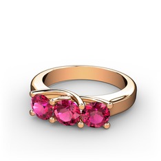 Vela Tria Yüzük - Rodolit garnet 18 ayar rose altın yüzük #r7oyat
