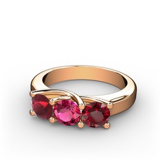 Kök yakut, rodolit garnet ve garnet 8 ayar rose altın yüzük
