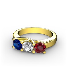 Vela Tria Yüzük - Lab safir, swarovski ve garnet 14 ayar altın yüzük #rxw8zb