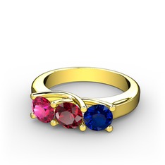 Rodolit garnet, garnet ve lab safir 925 ayar altın kaplama gümüş yüzük