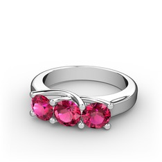 Vela Tria Yüzük - Rodolit garnet 14 ayar beyaz altın yüzük #tv4fim