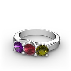 Vela Tria Yüzük - Ametist, kök yakut ve peridot 925 ayar gümüş yüzük #uif5ei